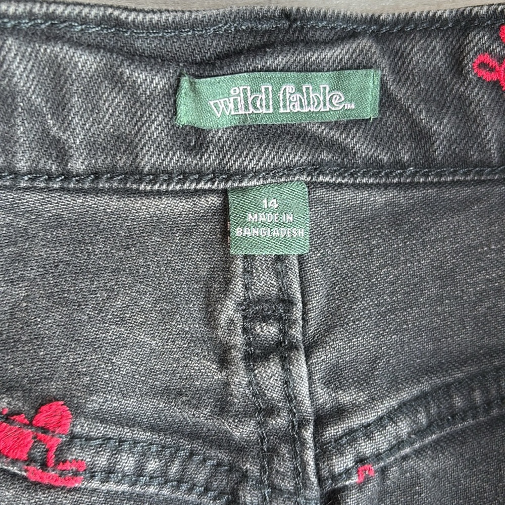 Wild Fable Black Jean Shorts with Red Embroidery - Picture 2 of 9